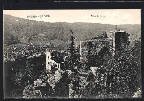 AK Baden-Baden, Altes Schloss mit Umgebung
