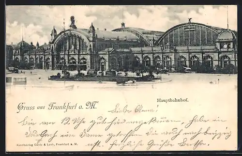 AK Frankfurt a. M., Hauptbahnhof mit Vorplatz