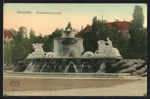 AK München, Blick auf den Wittelsbacherbrunnen