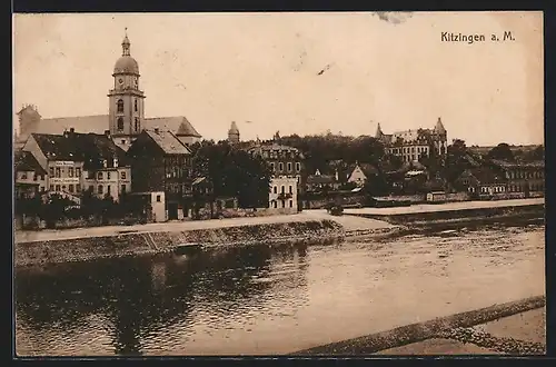 AK Kitzingen, Blick über den Main zum Ort hinüber