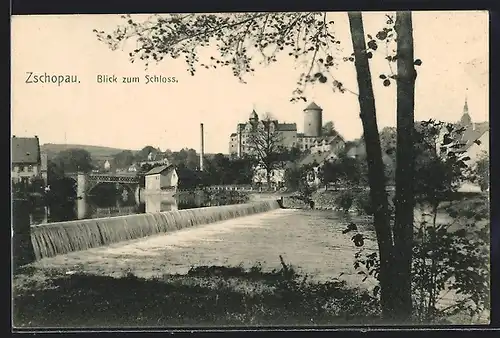 AK Zschopau, Blick zum Schloss