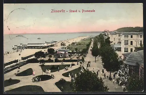 AK Zinnowitz, Strand und Promenade