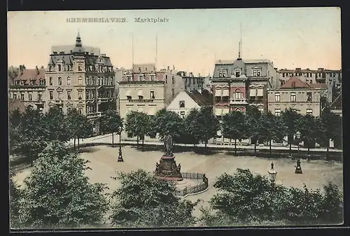 AK Bremerhaven, Marktplatz mit Häuserreihe