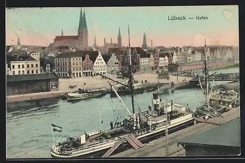 AK Lübeck, Hafen, Teilansicht