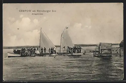 AK Campow am Ratzeburger See, Segelboote mit Gesellschaft