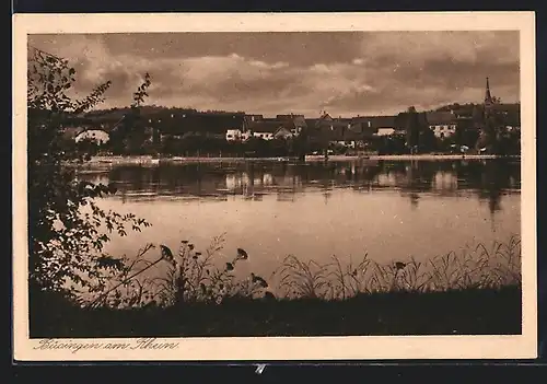 AK Büsingen am Rhein, Ortsansicht vom Wasser aus