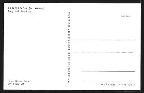 AK Tannroda /Kr. Weimar, Burg und Ilmbrücke