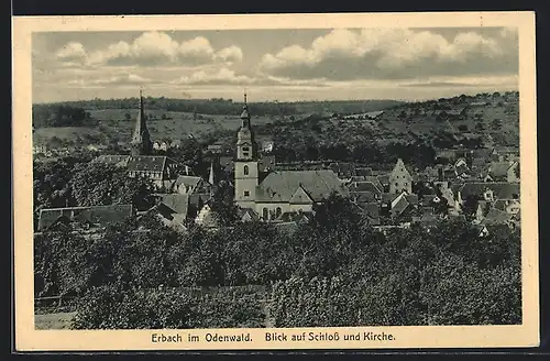 AK Erbach im Odenwald, Blick auf Schloss und Kirche