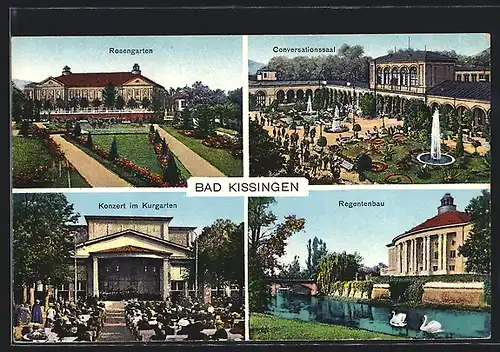 AK Bad Kissingen, Regentenbau, Conversationssaal, Rosengarten, Konzert im Kurgarten