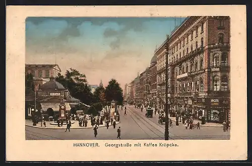 AK Hannover, Georgstrasse mit Café Kröpcke