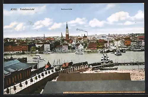 AK Kiel, Totalansicht mit Rathausturm