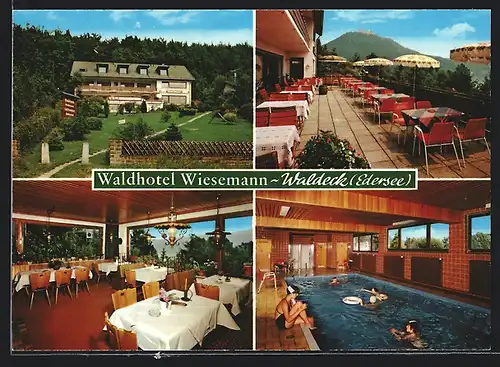 AK Waldeck /Edersee, Waldhotel Wiesemann mit Terrasse und Schwimmbad