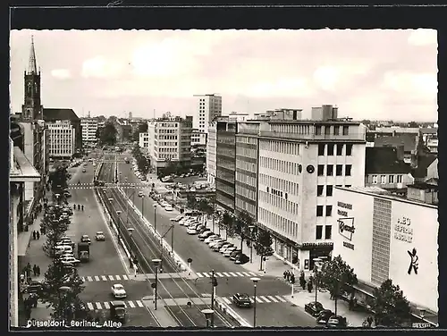 AK Düsseldorf, Die Berliner Allee aus der Vogelschau