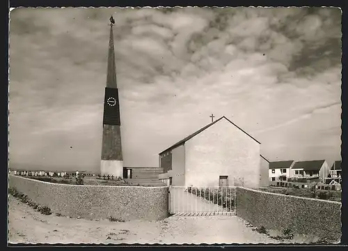 AK Helgoland, Kirche mit Blick zum Strand