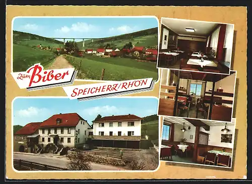 AK Speicherz /Bayr. Rhön, Gasthof Zum Biber, Innenansicht, Ortspartie