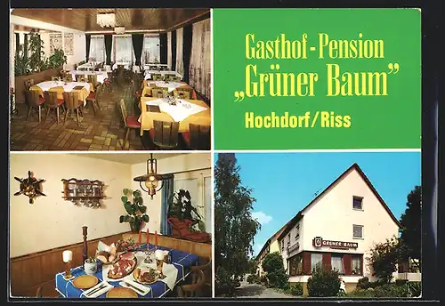 AK Hochdorf /Riss, Gasthof-Pension Grüner Baum in drei Ansichten