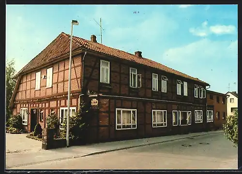 AK Dorfmark /Lüneburger Heide, Hotel-Restaurant Heidehof, Altes Fachwerkgebäude