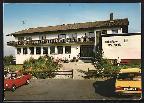 AK Modautal-Neunkirchen, Pension-Restaurant-Café Höhenhaus Odenwald mit Besuchern