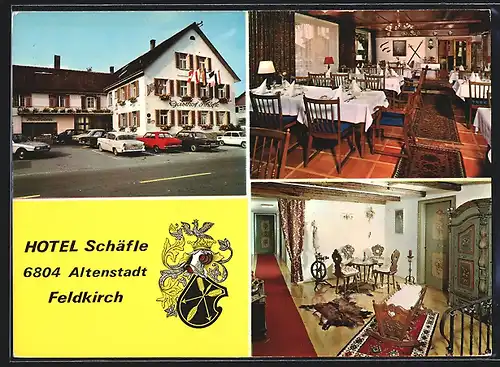 AK Altenstadt-Feldkirch, Hotel-Restaurant Schäfle, Aussen- und Innenansichten