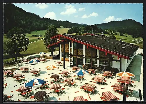 AK Ramsau / bay. Alpen, Gasthaus und Café Schwarzeck mit Terrasse