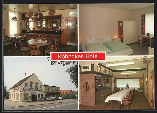 AK Wiefelstede-Metjendorf, Köhnckes Hotel mit Innenansichten, Metjendorfer Landstrasse 18
