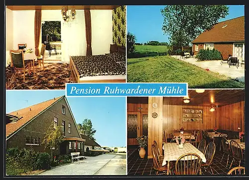 AK Butjadingen /Nordsee, Pension Ruhwardener Mühle, Innen- und Aussenansichten, Bahnhofstrasse 46