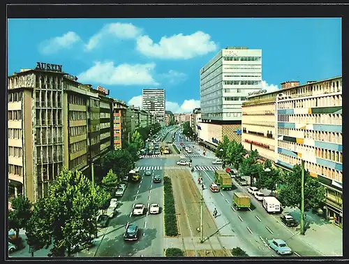 AK Düsseldorf, Berliner Allee mit IBM-Hochhaus
