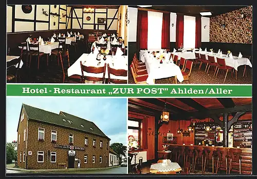 AK Ahlden /Aller, Hotel-Restaurant Zur Post, Ansicht der Speiseräume und der Bar