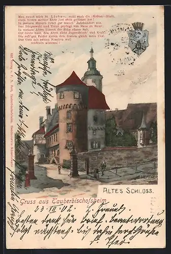 Künstler-AK Tauberbischofsheim, Altes Schloss, Wappen