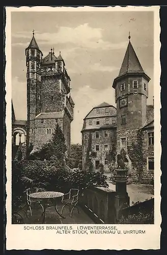 AK Braunfels, Schloss, Löwenterrasse, Alter Stock und Uhrturm