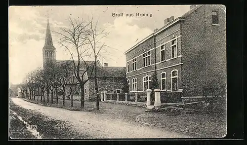 AK Breinig, Strassenpartie mit Kirche