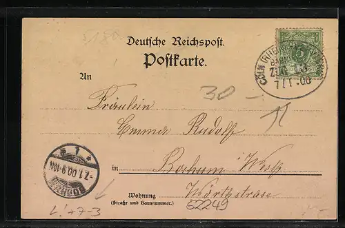 Lithographie Eschweiler, Rosenallee, Concordia Fabrikanlagen, Panorama