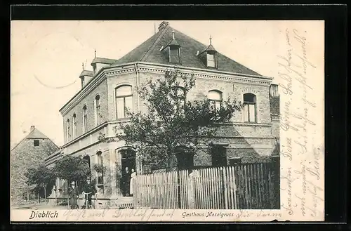 AK Dieblich, Gasthaus Moselgruss mit Garten