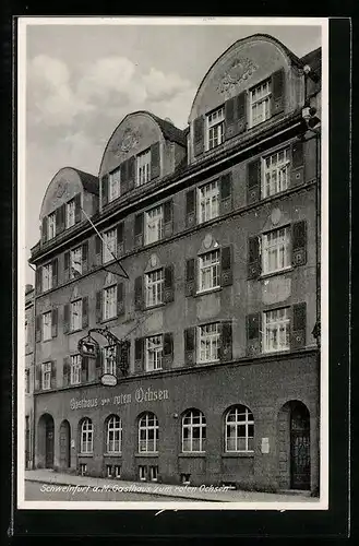 AK Schweinfurt a. M., Gasthof zum roten Ochsen, Bes. Georg Hammelsbacher, Manggasse