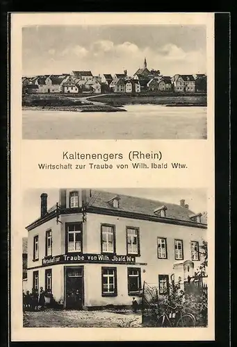 AK Kaltenengers /Rhein, Wirtschaft zur Traube v. Wtw. Wilh. Ibald, Ortsansicht