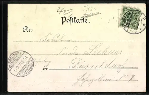 Lithographie Schwelm, Schnupftabaksmühle, Saal, Ruderboote