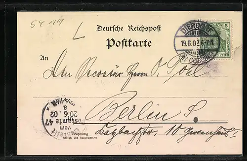 Lithographie Dierdorf, Totalansicht, Schloss-Ruine, Mausoleum