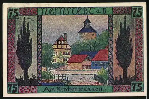 Notgeld Neinstedt 1921, 75 Pfennig, Am Kirchenbrunnen