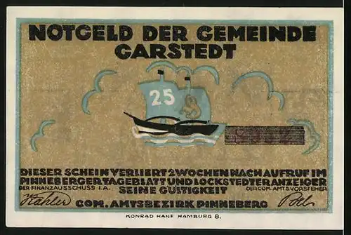 Notgeld Garstedt, 25 Pfennig, Gorch Fock, Fischmarksleuwen