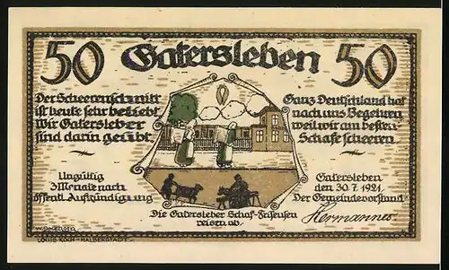 Notgeld Gatersleben 1921, 50 Pfennig, Max malt Wände an