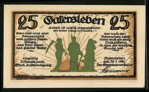 Notgeld Gatersleben 1921, 25 Pfennig, Max und Moritz werden abgeführt