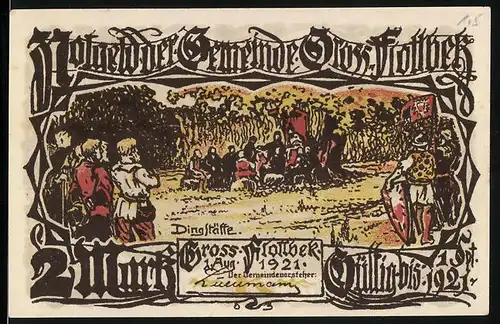 Notgeld Gross-Flottbek 1921, 2 Mark, Dingstätte