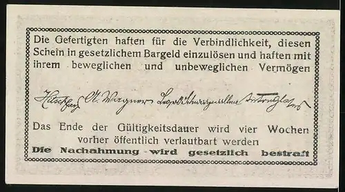 Notgeld Fahrafeld /Bez. St. Pölten 1920, 10 Heller, Bauer, Schmied