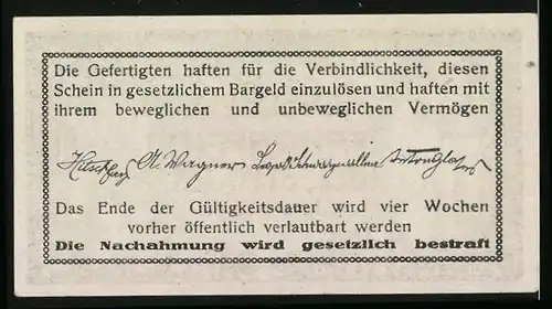 Notgeld Fahrafeld /Bez. St. Pölten 1920, 50 Heller, Bauer, Schmied