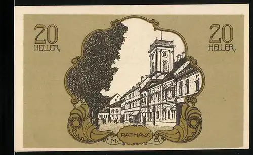 Notgeld Bad Hall /Ob.-Ö. 1920, 20 Heller, Rathaus