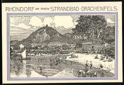Notgeld Rhöndorf am Rhein 1921, 50 Pfennig, Strandbad Drachenfels