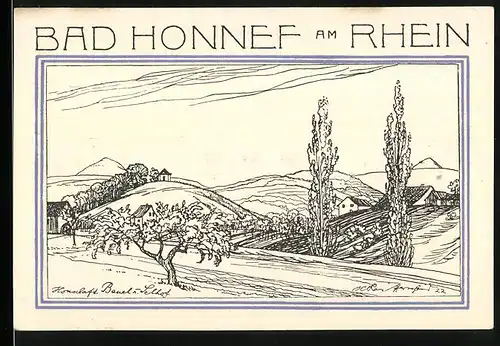 Notgeld Bad Honnef am Rhein 1921, 50 Pfennig, Ortspartie