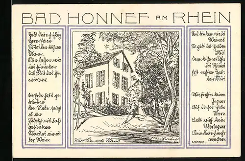 Notgeld Bad Honnef am Rhein 1921, 99 Pfennig, Karl Simrods Haus