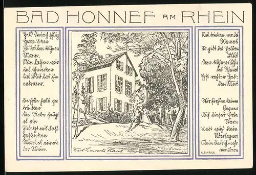 Notgeld Bad Honnef am Rhein 1921, 99 Pfennig, Karl Simrods Haus