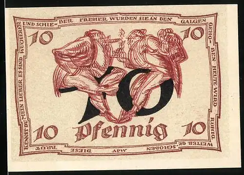 Notgeld Arnstadt 1921, 10 Pfennig, Mann raucht Zigarre